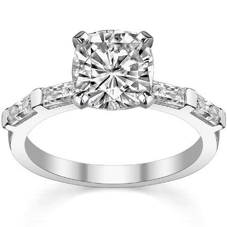 Baguette Moissanite Engagement Ring Setting, 0.40ct