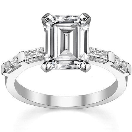 Baguette Moissanite Engagement Ring Setting, 0.40ct