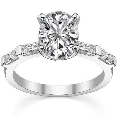 Baguette Moissanite Engagement Ring Setting, 0.40ct