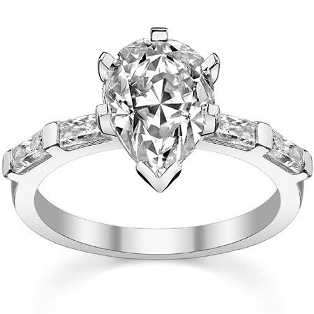 Baguette Moissanite Engagement Ring Setting, 0.40ct