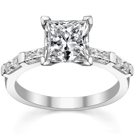 Baguette Moissanite Engagement Ring Setting, 0.40ct