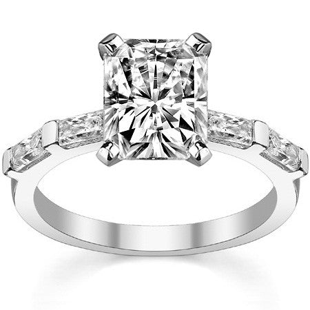 Baguette Moissanite Engagement Ring Setting, 0.40ct