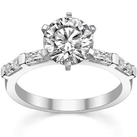 Baguette Moissanite Engagement Ring Setting, 0.40ct