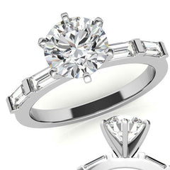 Baguette Moissanite Engagement Ring Setting, 0.40ct