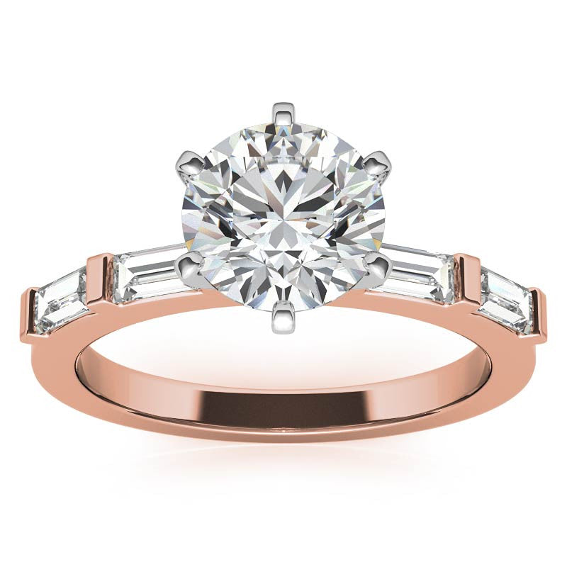 Baguette Moissanite Engagement Ring Setting, 0.40ct