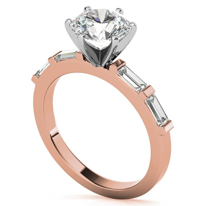 Baguette Moissanite Engagement Ring Setting, 0.40ct