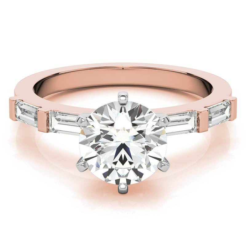 Baguette Moissanite Engagement Ring Setting, 0.40ct
