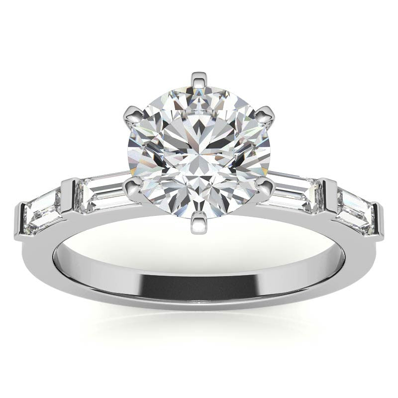 Baguette Moissanite Engagement Ring Setting, 0.40ct