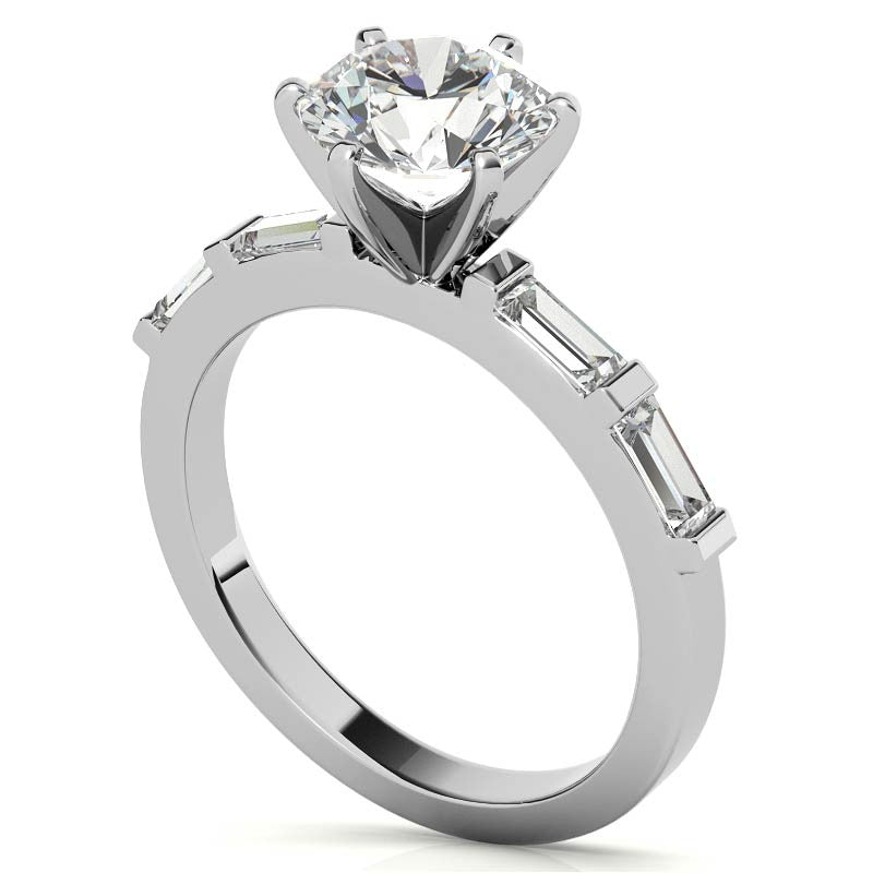Baguette Moissanite Engagement Ring Setting, 0.40ct
