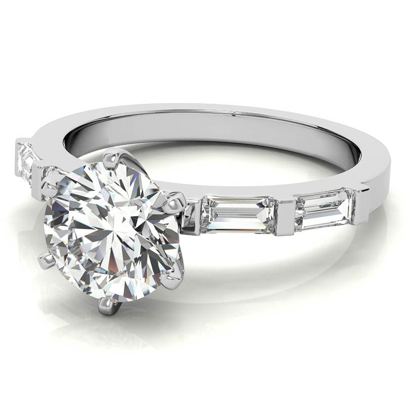 Baguette Moissanite Engagement Ring Setting, 0.40ct