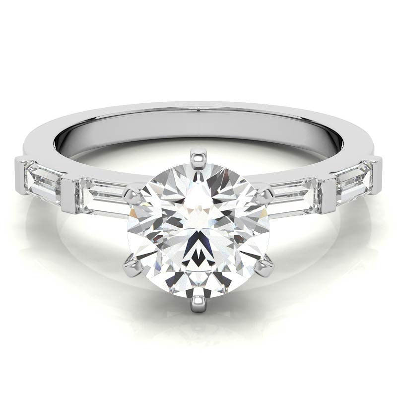 Baguette Moissanite Engagement Ring Setting, 0.40ct
