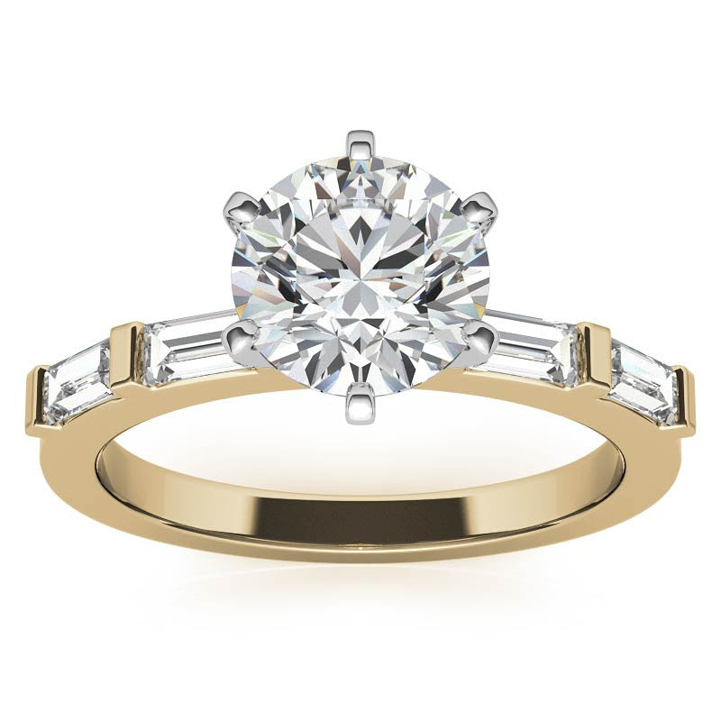 Baguette Moissanite Engagement Ring Setting, 0.40ct