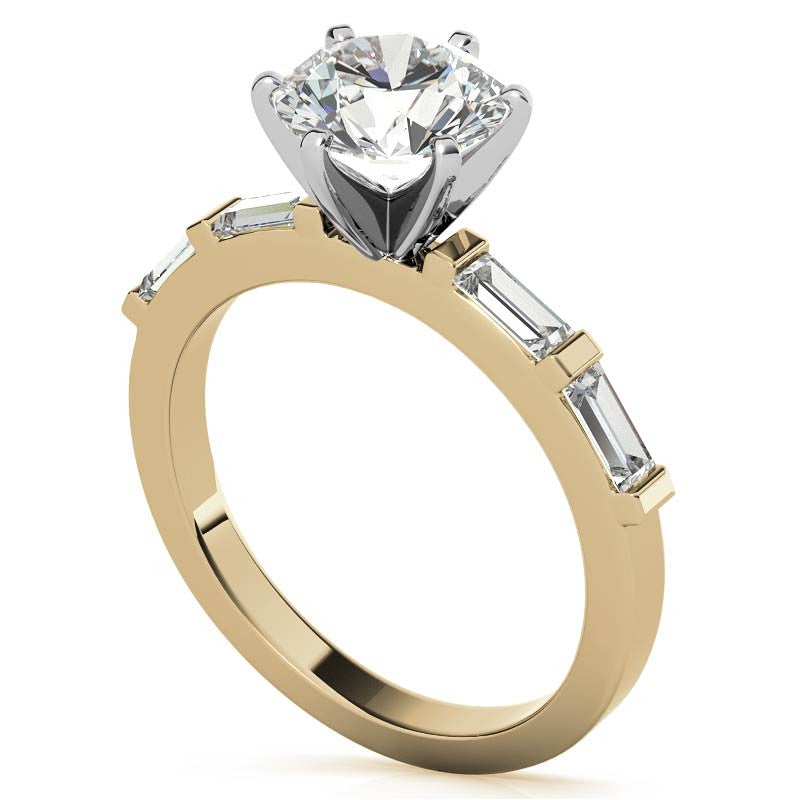 Baguette Moissanite Engagement Ring Setting, 0.40ct