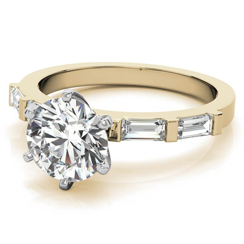 Baguette Moissanite Engagement Ring Setting, 0.40ct