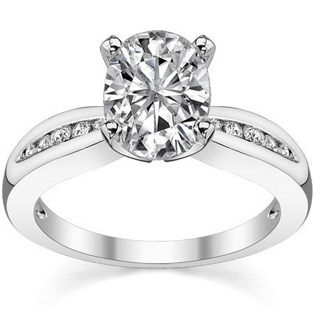 Round Brilliant Moissanite Petite Tapered Engagement Ring , 0.13ct