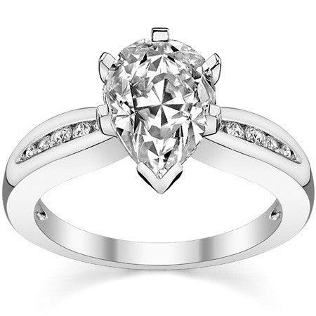 Round Brilliant Moissanite Petite Tapered Engagement Ring , 0.13ct