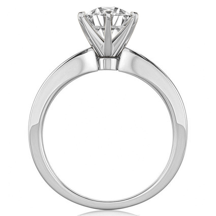 Round Brilliant Moissanite Petite Tapered Engagement Ring , 0.13ct