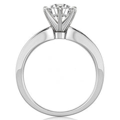Round Brilliant Moissanite Petite Tapered Engagement Ring , 0.13ct