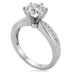 Round Brilliant Moissanite Petite Tapered Engagement Ring , 0.13ct