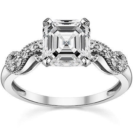 Round Brilliant Moissanite Antique Engagement Ring Setting, 0.15ct