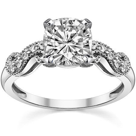 Round Brilliant Moissanite Antique Engagement Ring Setting, 0.15ct