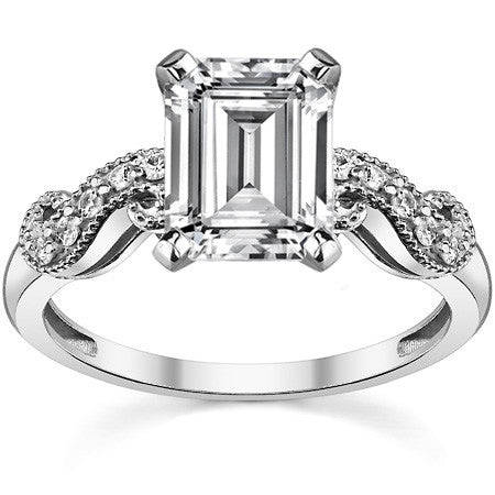 Round Brilliant Moissanite Antique Engagement Ring Setting, 0.15ct