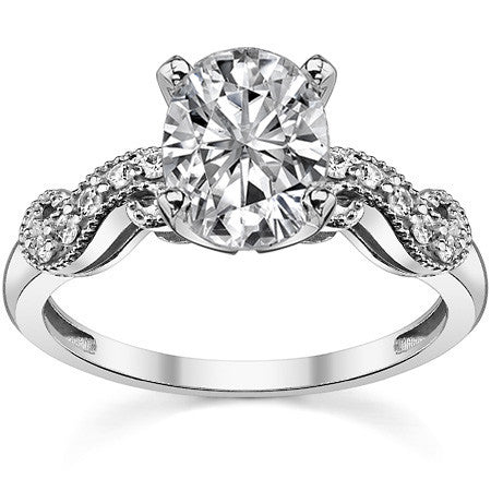 Round Brilliant Moissanite Antique Engagement Ring Setting, 0.15ct