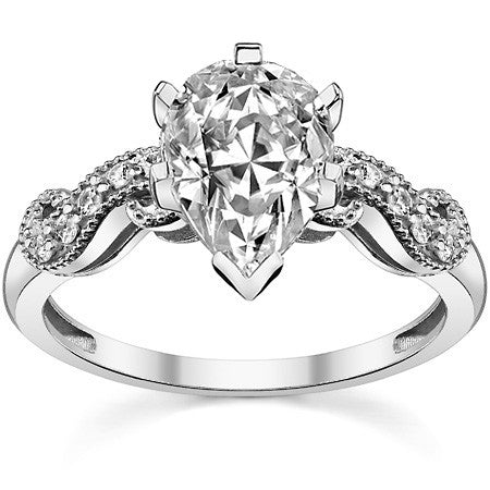 Round Brilliant Moissanite Antique Engagement Ring Setting, 0.15ct