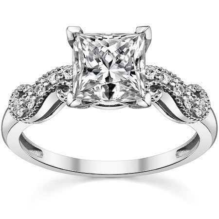 Round Brilliant Moissanite Antique Engagement Ring Setting, 0.15ct