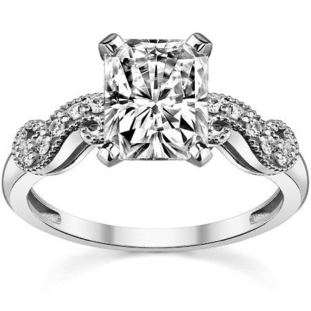 Round Brilliant Moissanite Antique Engagement Ring Setting, 0.15ct