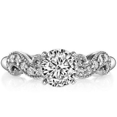 Round Brilliant Moissanite Antique Engagement Ring Setting, 0.15ct