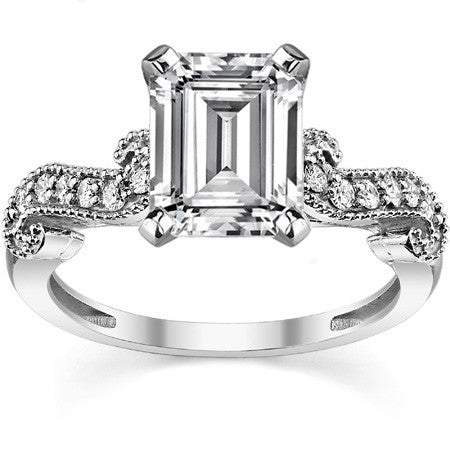 Round Brilliant Moissanite Antique Engagement Ring Setting, 0.18ct