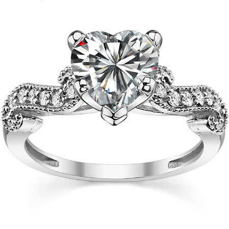 Round Brilliant Moissanite Antique Engagement Ring Setting, 0.18ct