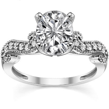 Round Brilliant Moissanite Antique Engagement Ring Setting, 0.18ct