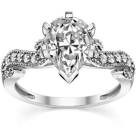Round Brilliant Moissanite Antique Engagement Ring Setting, 0.18ct