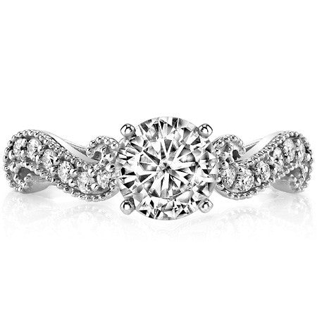 Round Brilliant Moissanite Antique Engagement Ring Setting, 0.18ct
