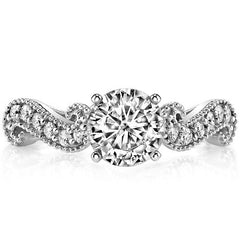 Round Brilliant Moissanite Antique Engagement Ring Setting, 0.18ct