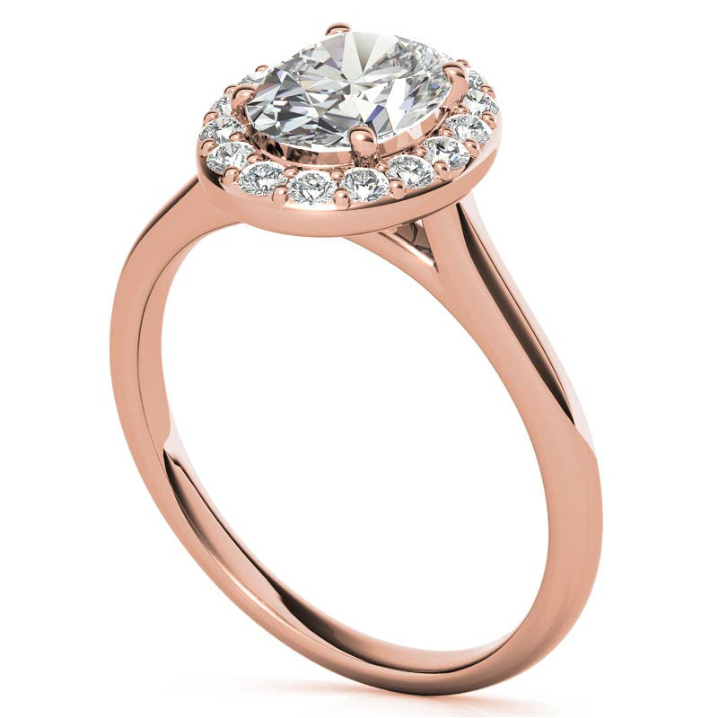 Embrace Oval Halo Moissanite Engagement Ring