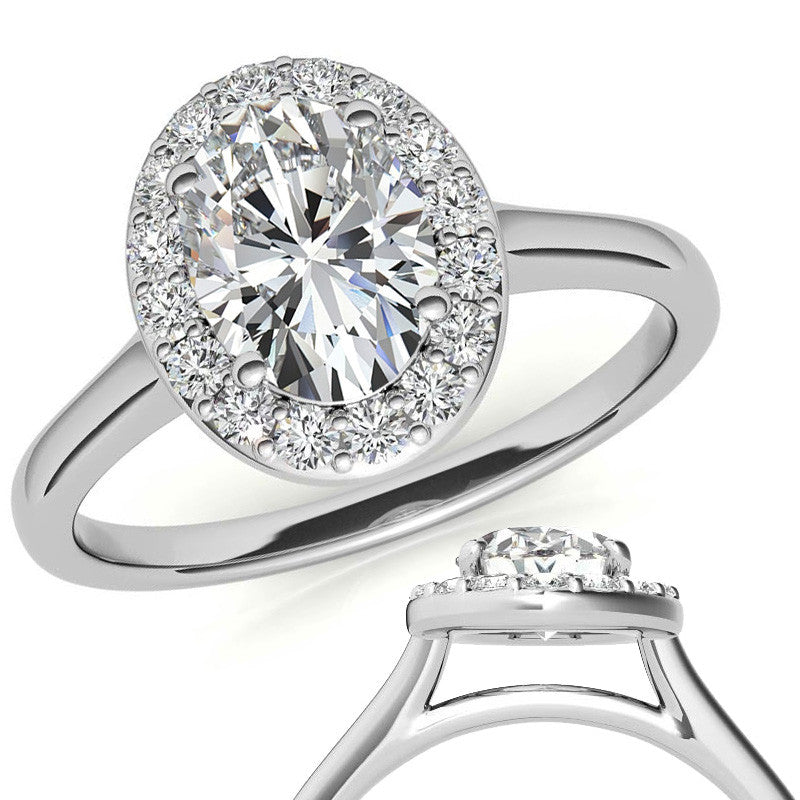 Embrace Oval Halo Moissanite Engagement Ring