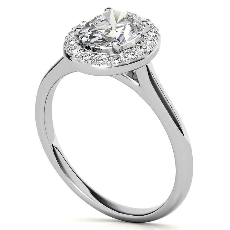 Embrace Oval Halo Moissanite Engagement Ring