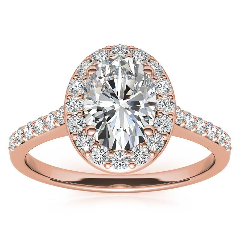 Embrace Oval Halo Moissanite Engagement Ring