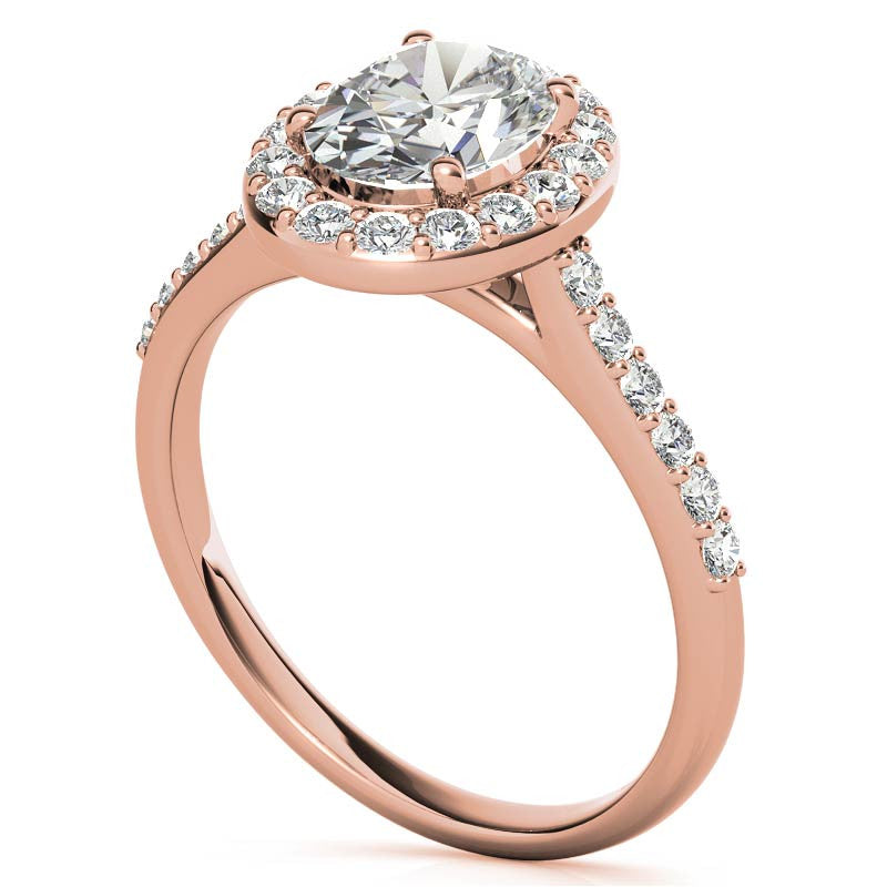 Embrace Oval Halo Moissanite Engagement Ring