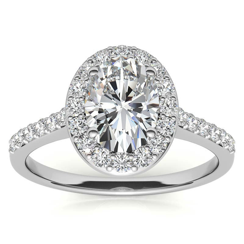 Embrace Oval Halo Moissanite Engagement Ring