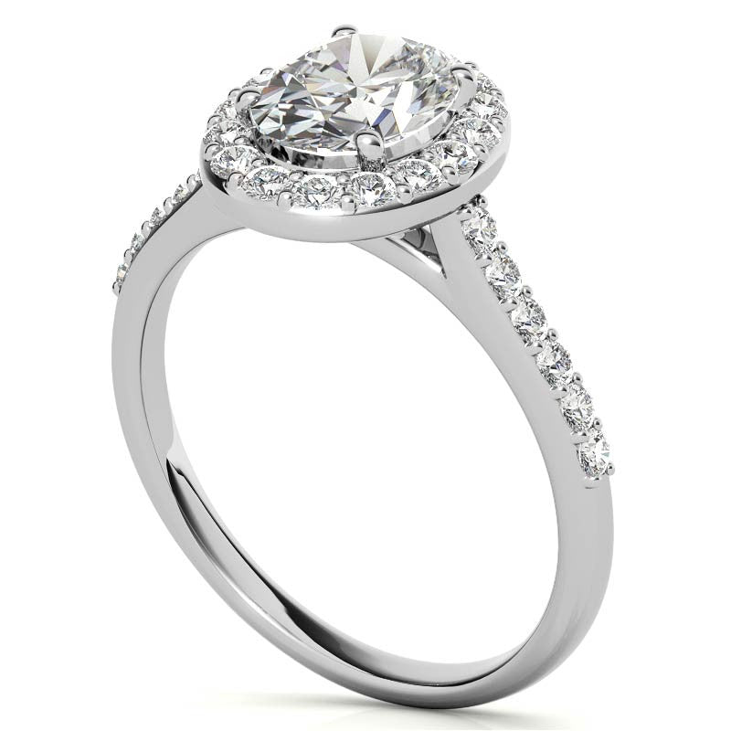 Embrace Oval Halo Moissanite Engagement Ring
