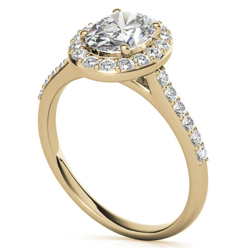 Embrace Oval Halo Moissanite Engagement Ring