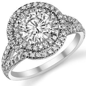 Round Double Halo Moissanite Engagement Ring