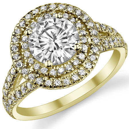 Round Double Halo Moissanite Engagement Ring