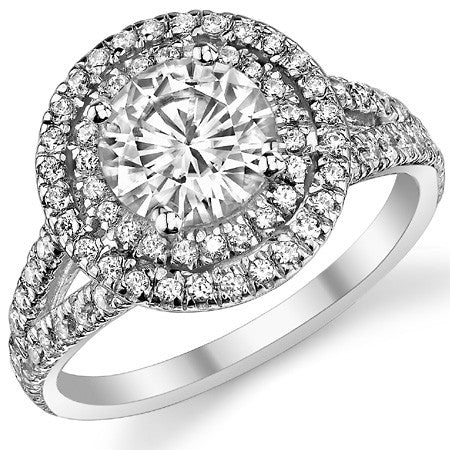 Round Double Halo Moissanite Engagement Ring