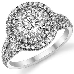 Round Double Halo Moissanite Engagement Ring