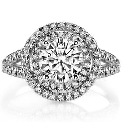 Round Double Halo Moissanite Engagement Ring